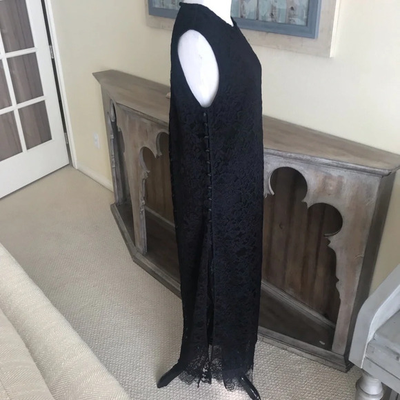 Adam Lippes Layered Lace Long Dress Black Designer Women’s 6 - Picture 4 of 7